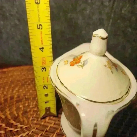 Edwin M. Knowles China Co. SEMI VITREOUS 43-8 Made in U.S.A. Floral Sugar Bowl - Picture 9 of 9